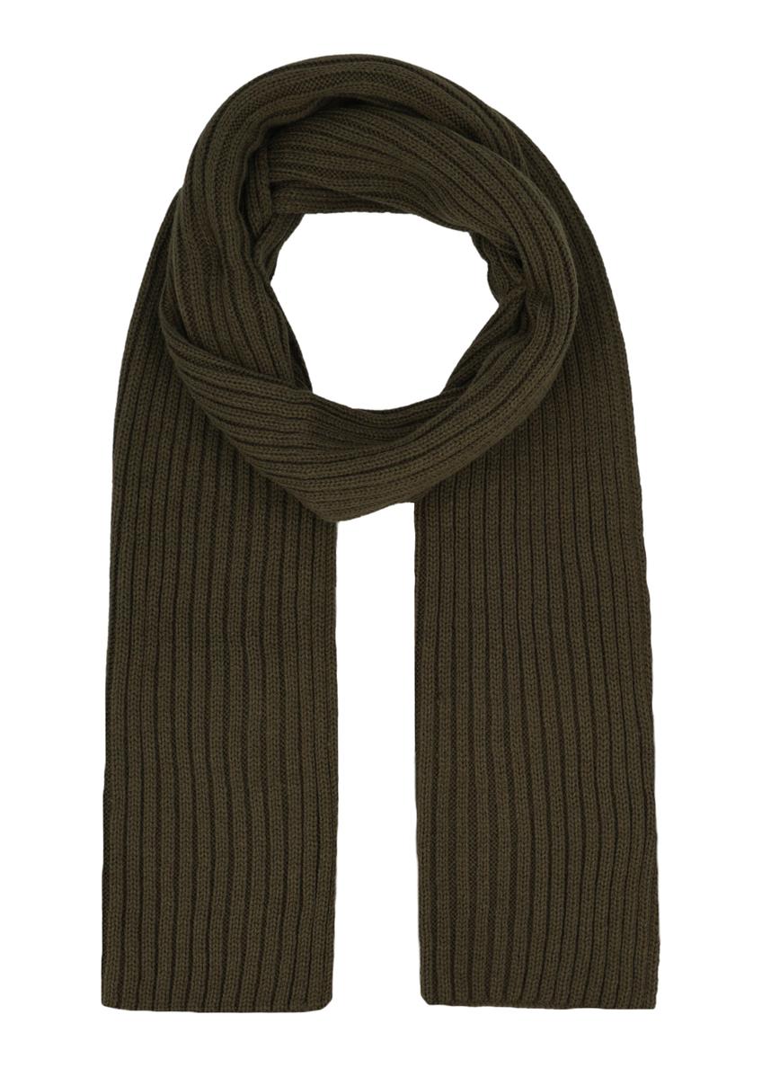 Men's green winter scarf SZAMT-0016-8B(Z26), front view of the product on a white background.