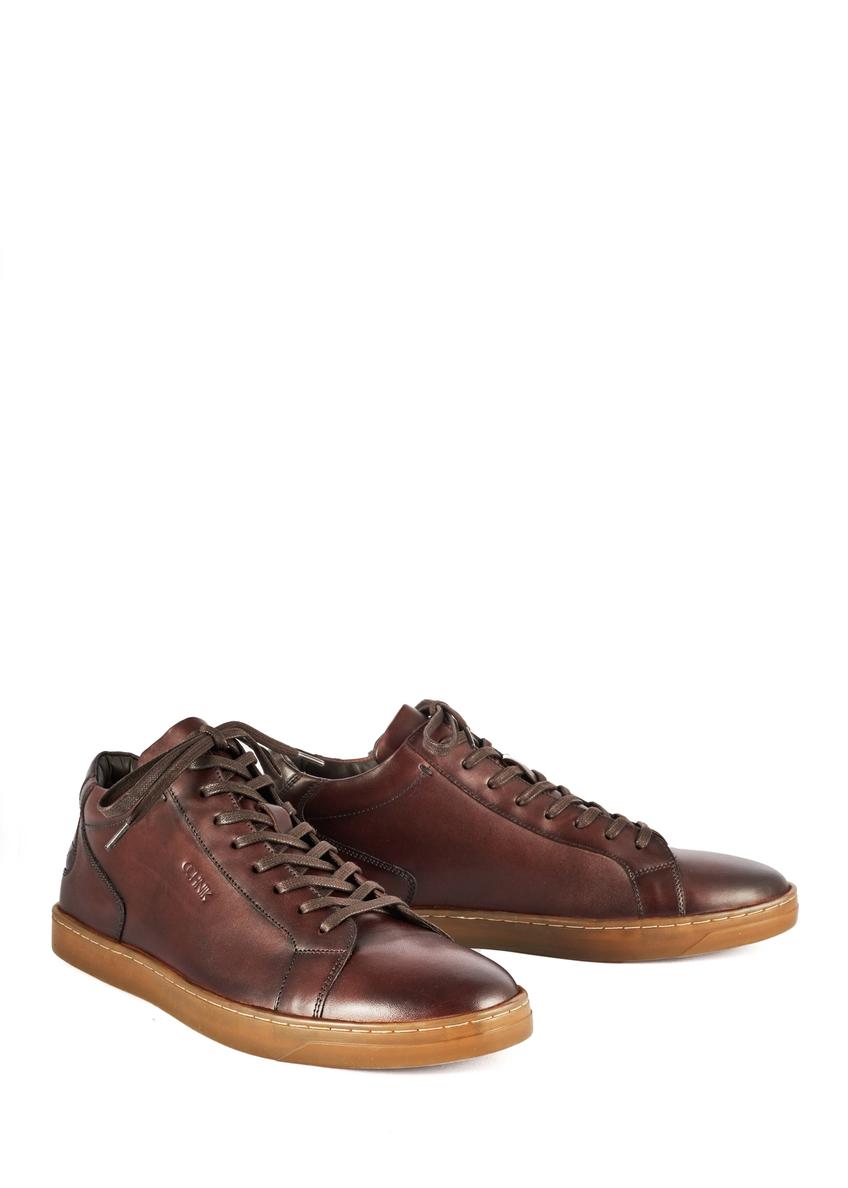 Brown leather men's sneakers BUTYM-0405B-89(Z25)