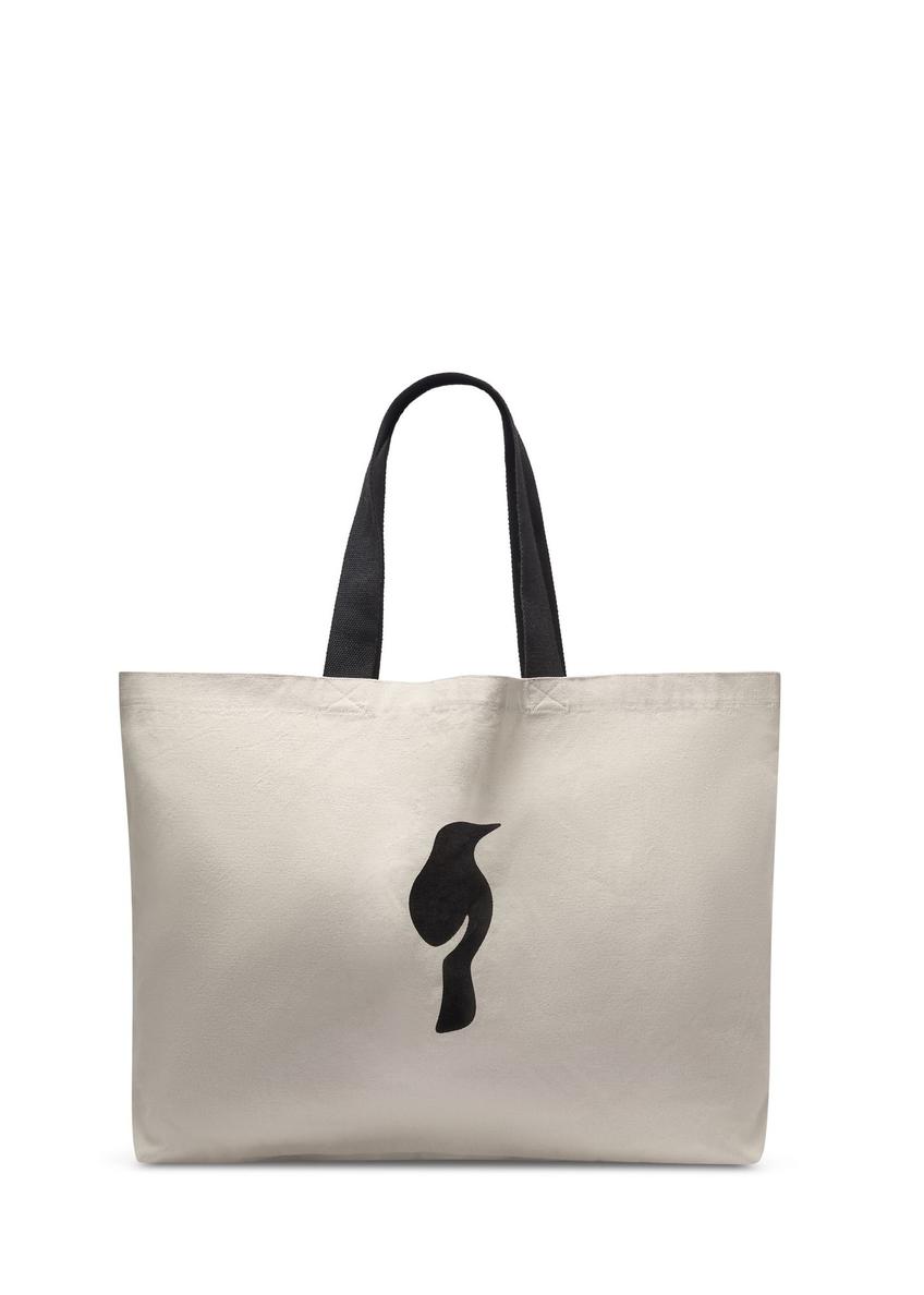 Cream cotton bag TOREN-0136-0C(W26) - product view from above, on white background.