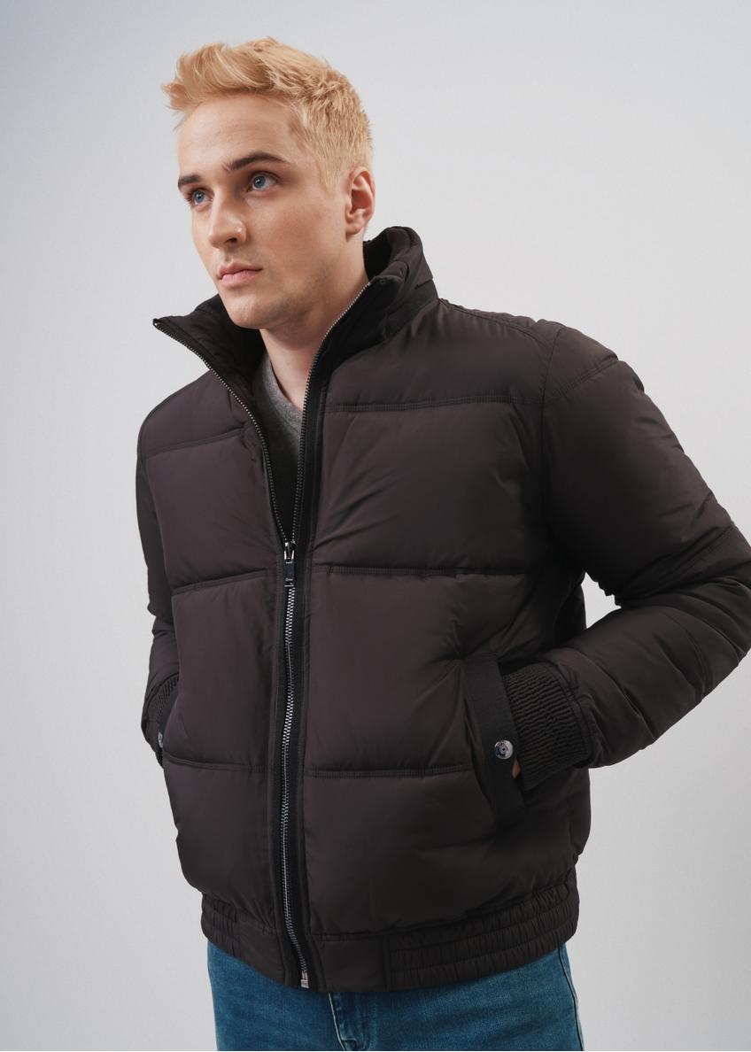 Men's black quilted jacket with stand-up collar KURMT-0306-99(Z23)-01