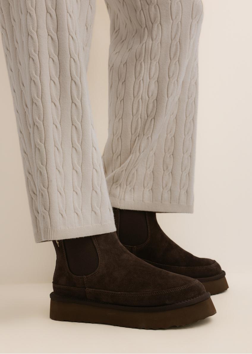 Dark brown suede women's snow boots BUTYD-1314-1I(Z26)
