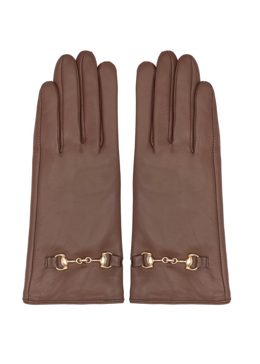 Camel leather women's gloves with buckle REKDS-0087-24(Z24)