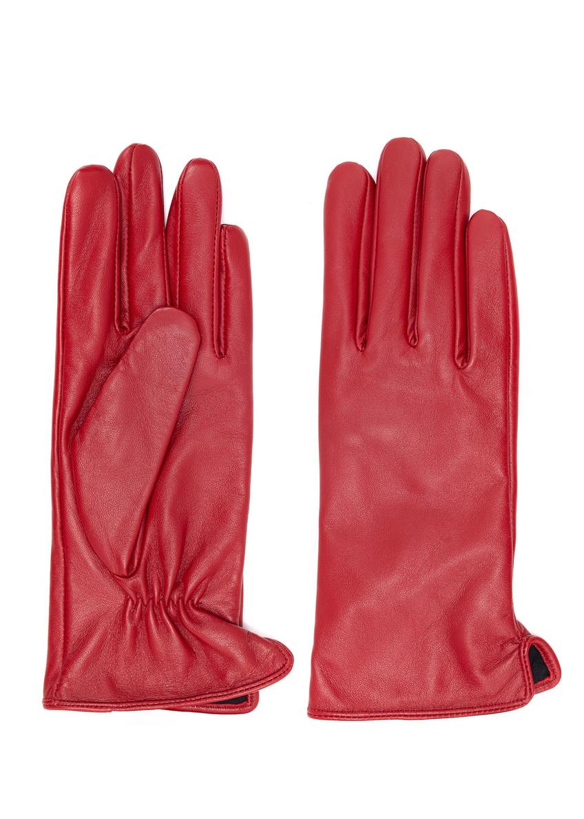 Women's red leather gloves REKDS-0001A-4B(Z26)