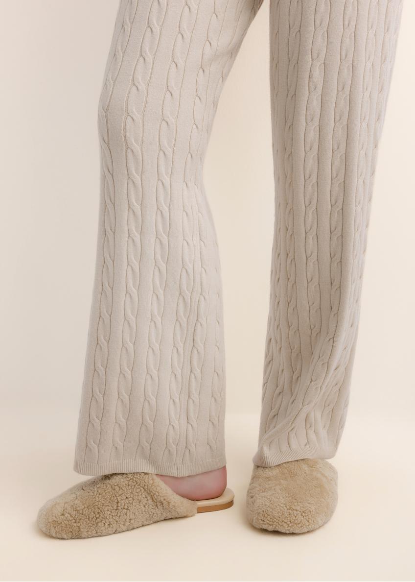 Beige women's wool slippers BUTYD-1318-1B(Z26)