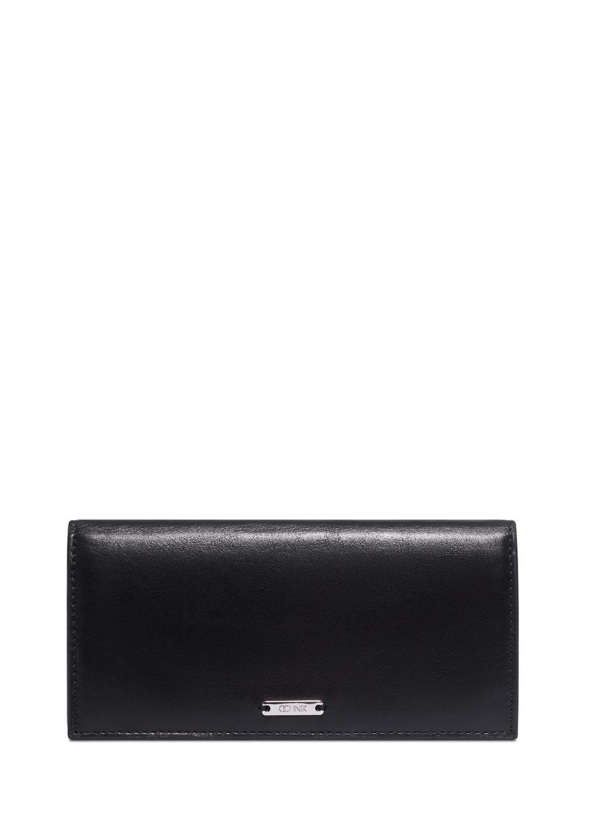 Black large leather women's wallet PORES-0999-99(Z26) - front product view, on white background.