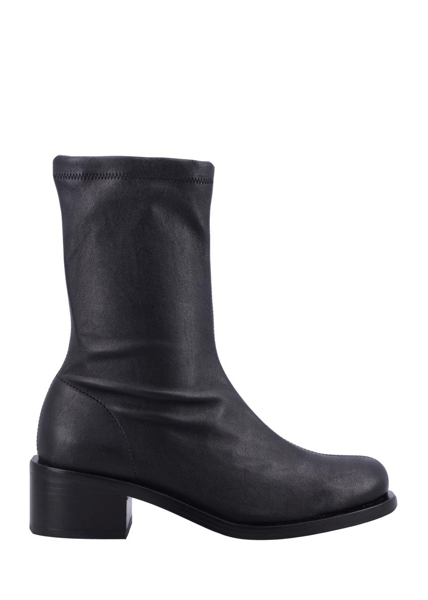 Black leather women's ankle boots BUTYD-1360-99(Z26), side view of the product on a white background.