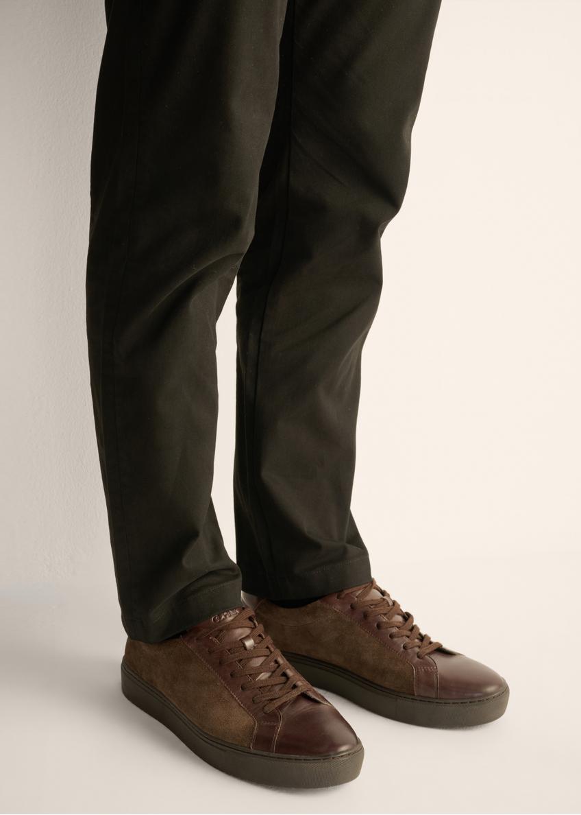 Men's dark brown leather sneakers BUTYM-0544-1I(Z26)