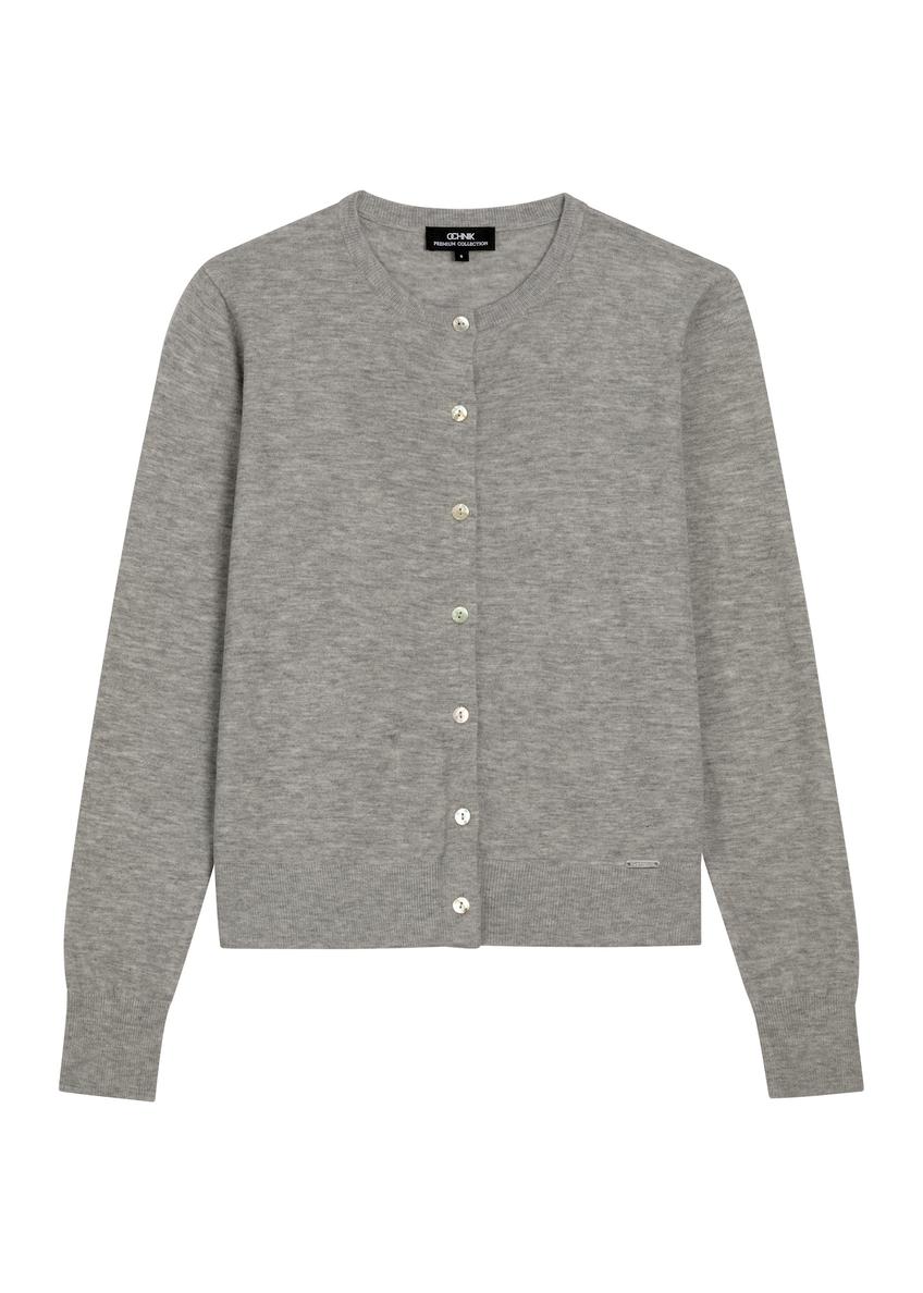 Women's woolen cardigan in gray KARDT-0065-9B(Z26)