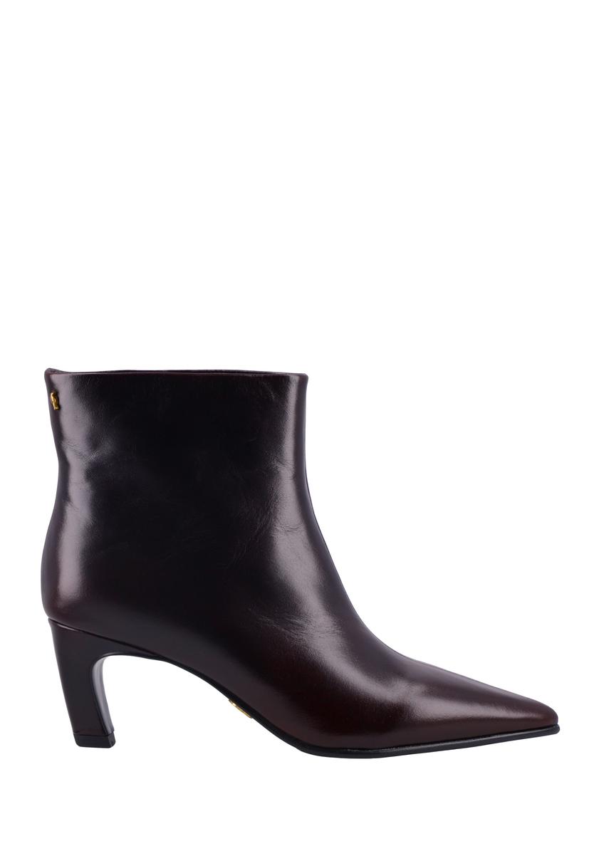 Women's leather ankle boots in burgundy color BUTYD-1338-4E(Z26)