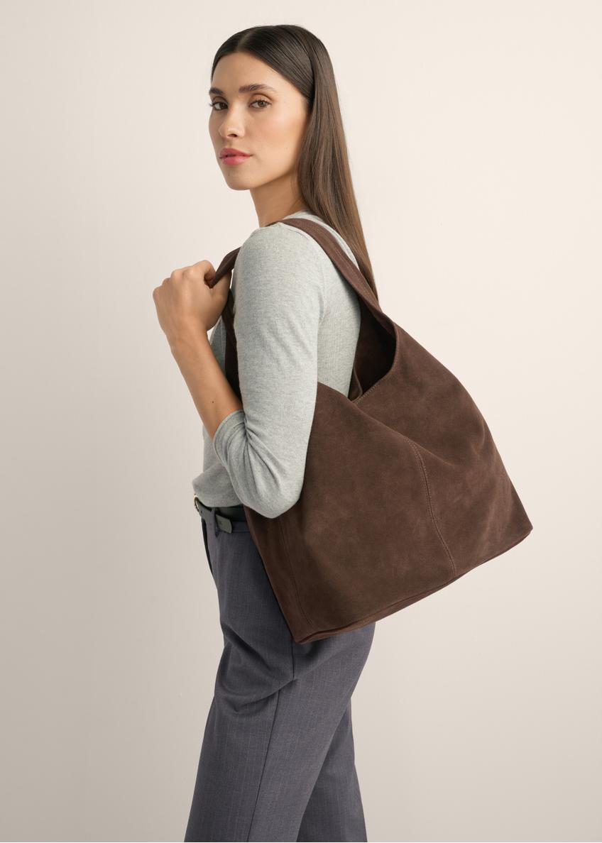 Brown suede shopper bag TORES-1403-1H(Z26)