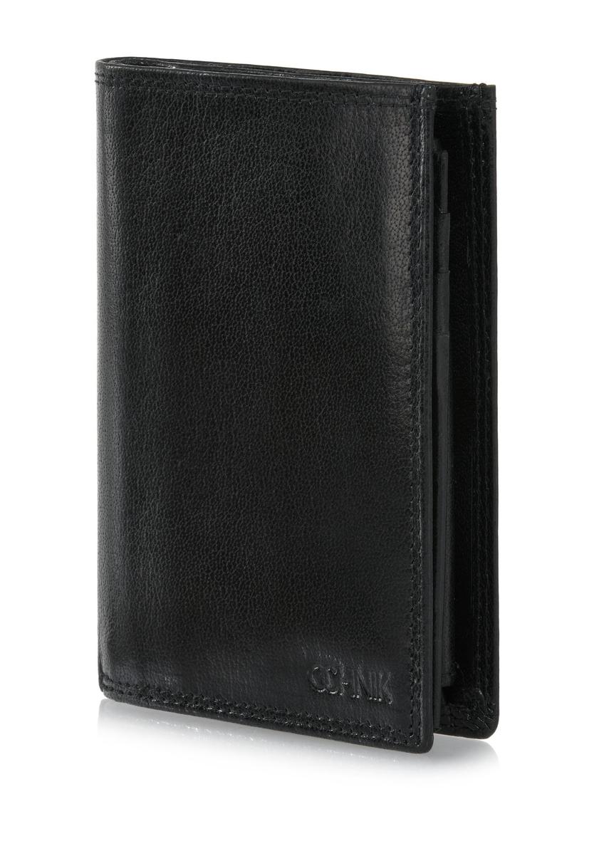 Men's leather unbuttoned black wallet PORMS-0554-99(W24)