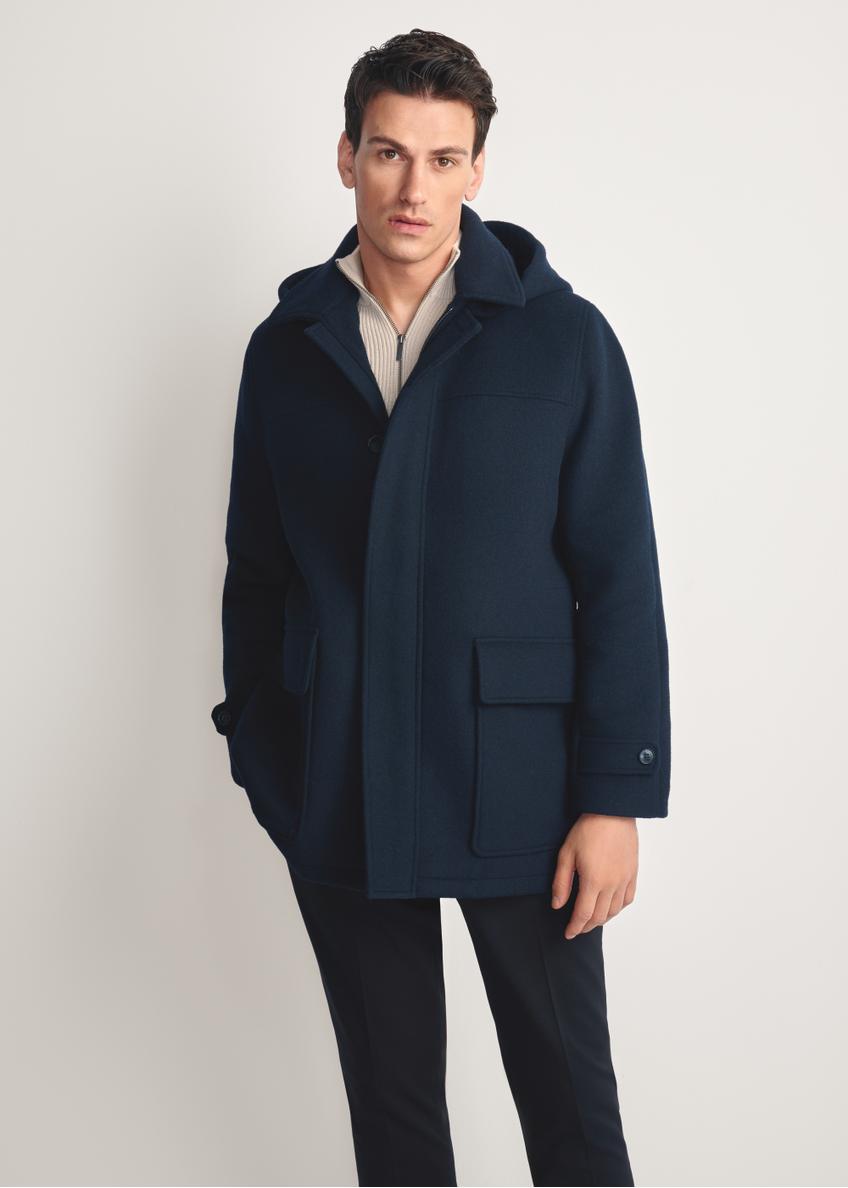Navy woolen blue men's coat PLAMT-0007-69(Z25)