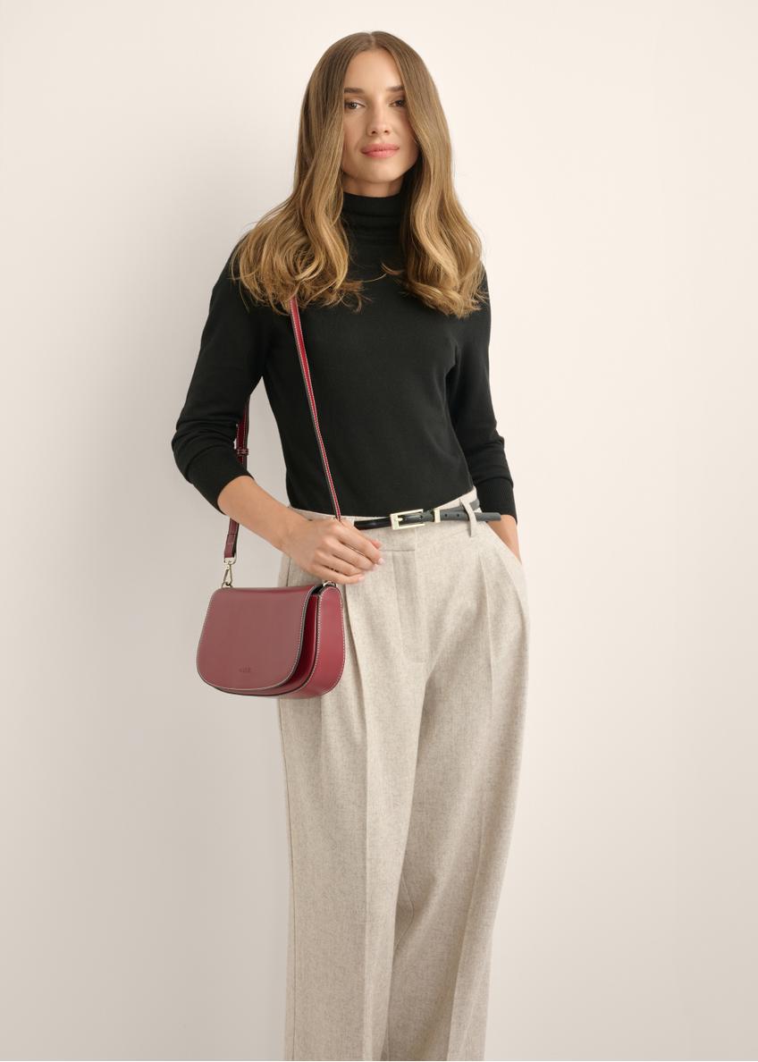 Dark red women's handbag with stitching TOREC-1380-4C(Z26)