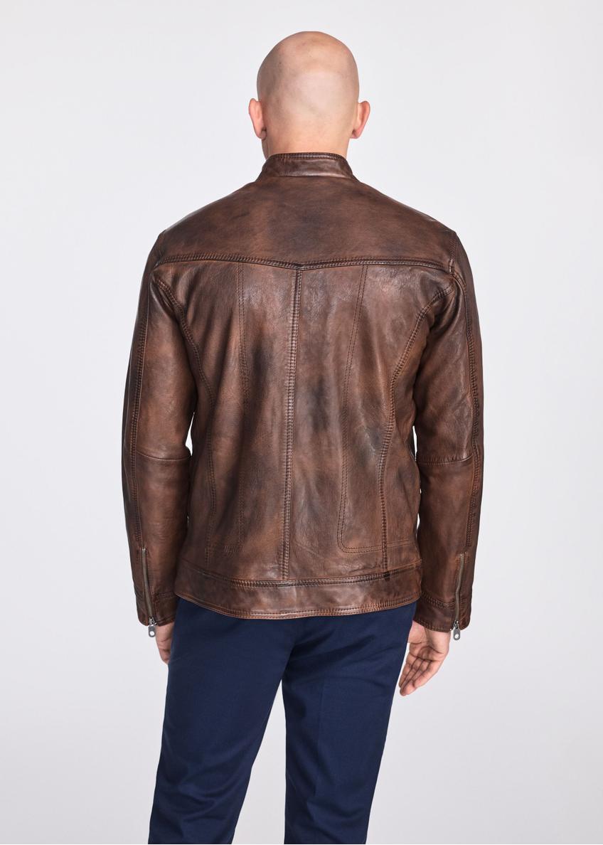 Brown men's vintage leather jacket KURMS-0356-2623(W25)