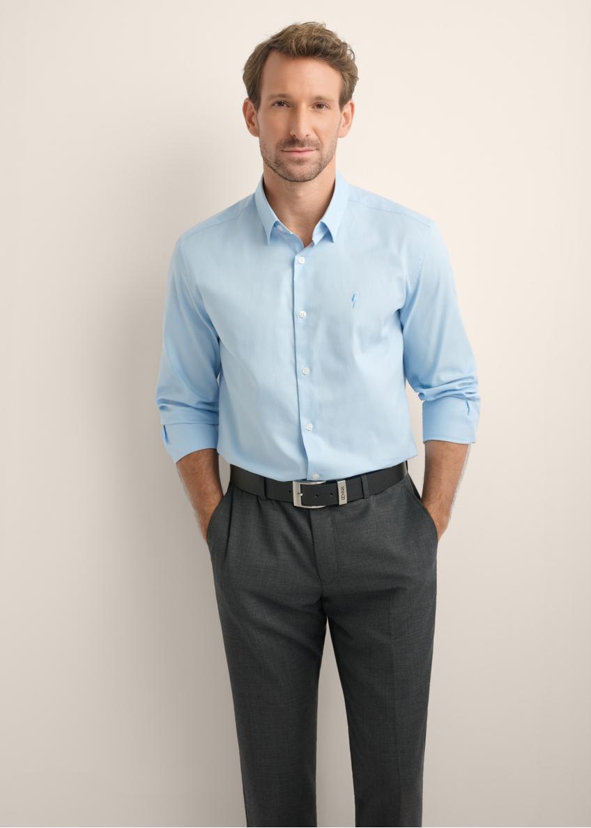 Light blue men's slim shirt KOSMT-0351A-7A(Z26)