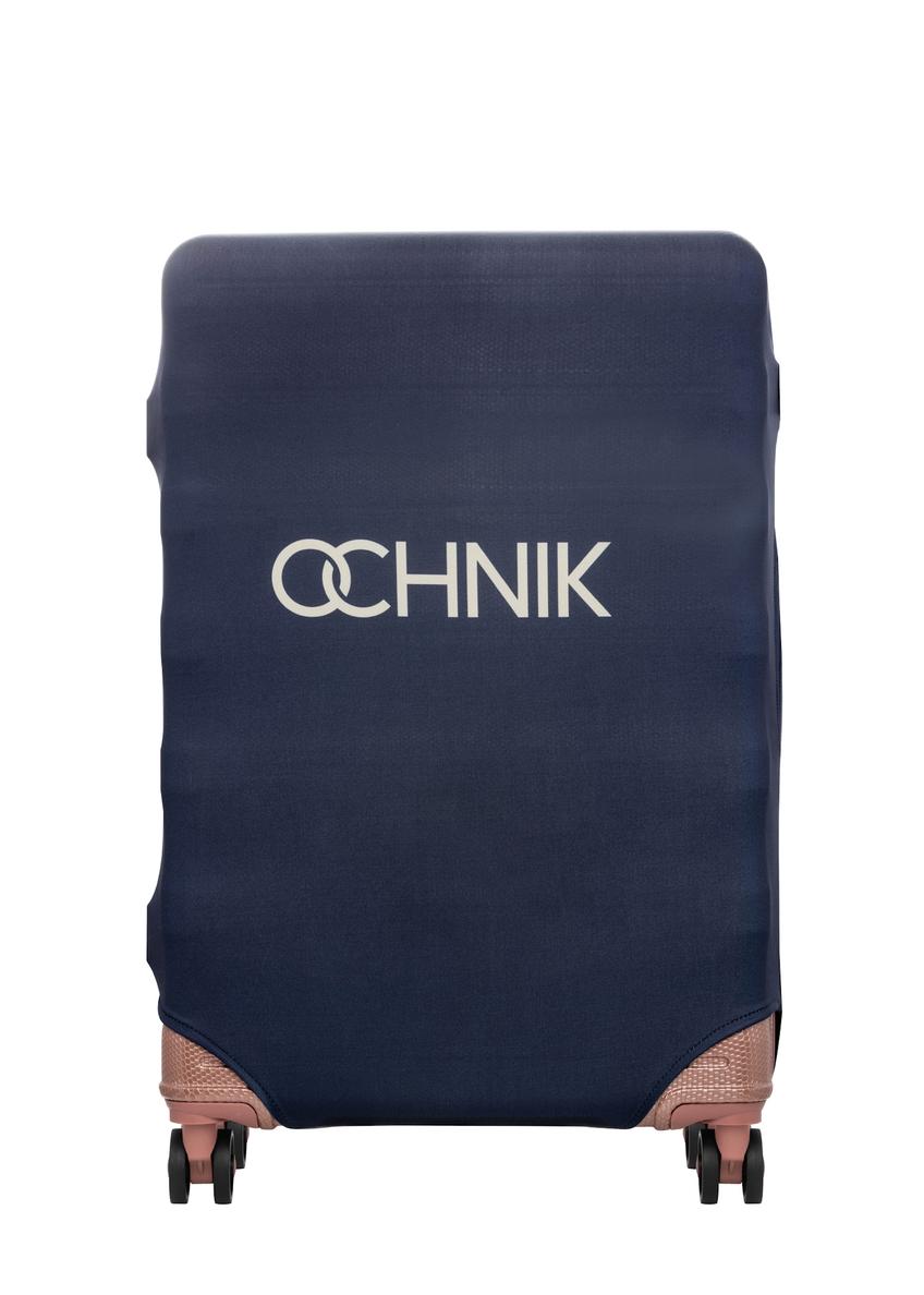 Navy blue cover for large suitcase AW-013-0002-7D-L(W26), front product view on the suitcase.