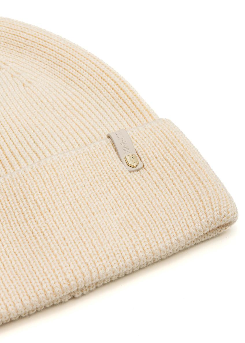Beige women's merino wool hat CZADT-0178-81(Z25)