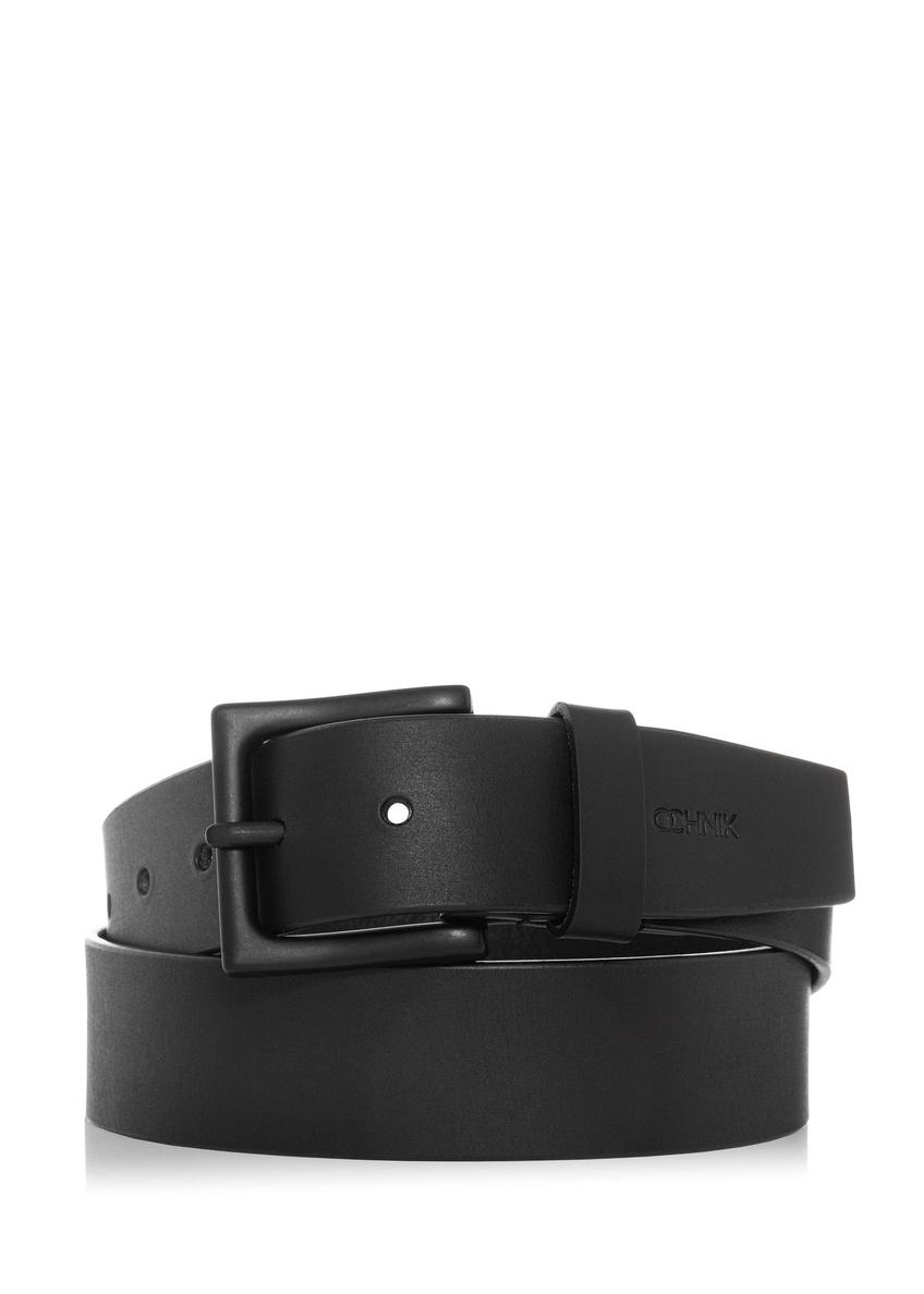 Black leather men's belt PASMS-0261-99(Z24)