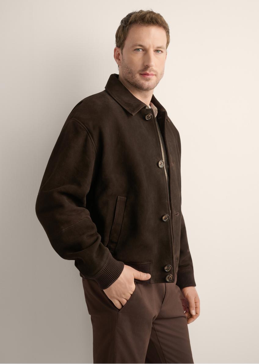 Brown suede men's jacket KURMS-0413-1I(Z26)