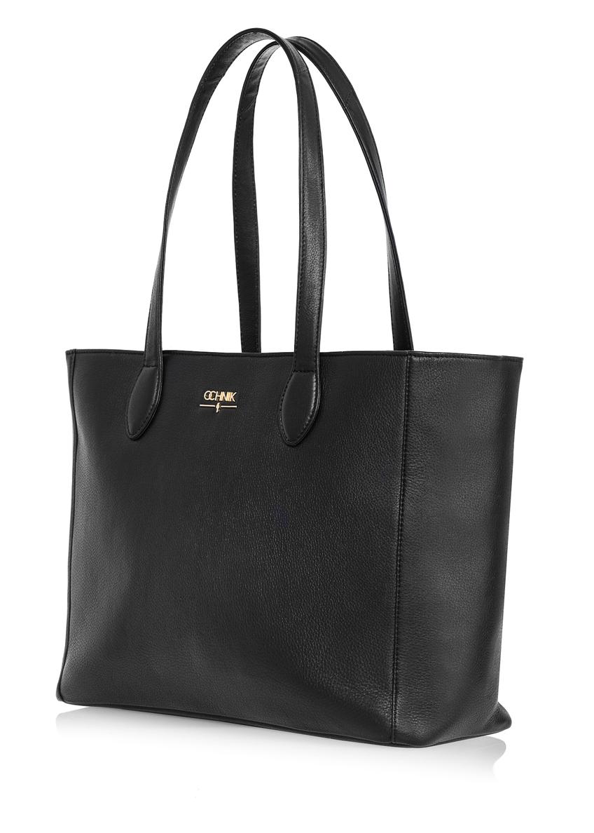 Black leather shopper bag for women TORES-0971F-99(W26)