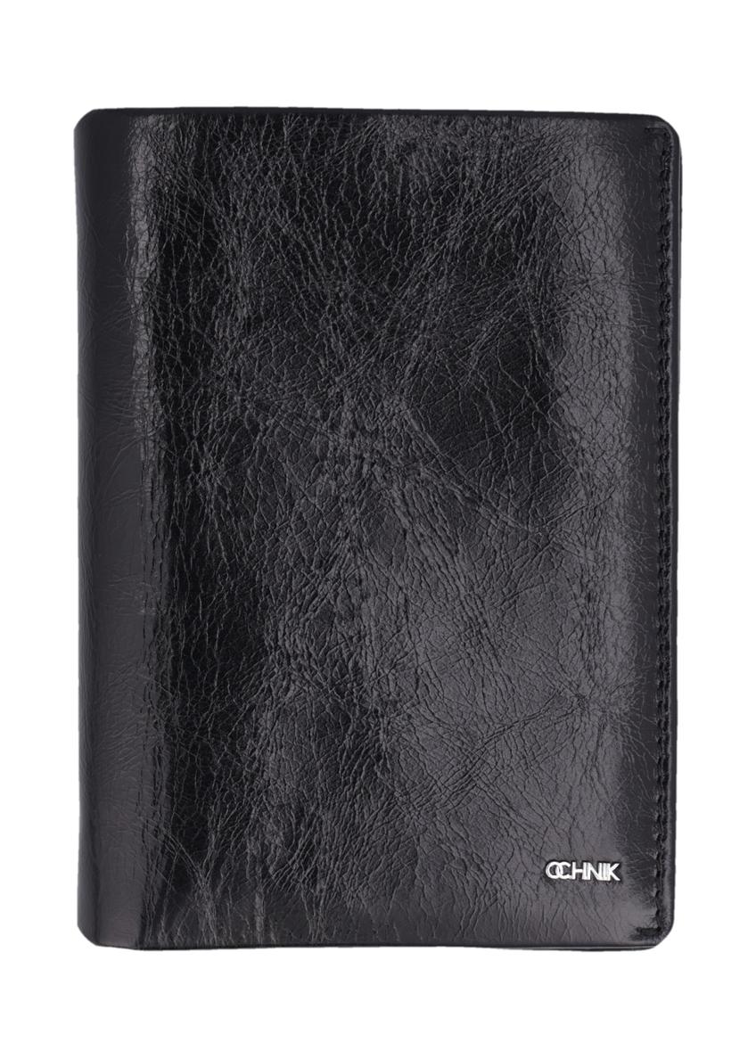 Black leather men's wallet PORMS-0723-9P(Z26), front view on a white background.