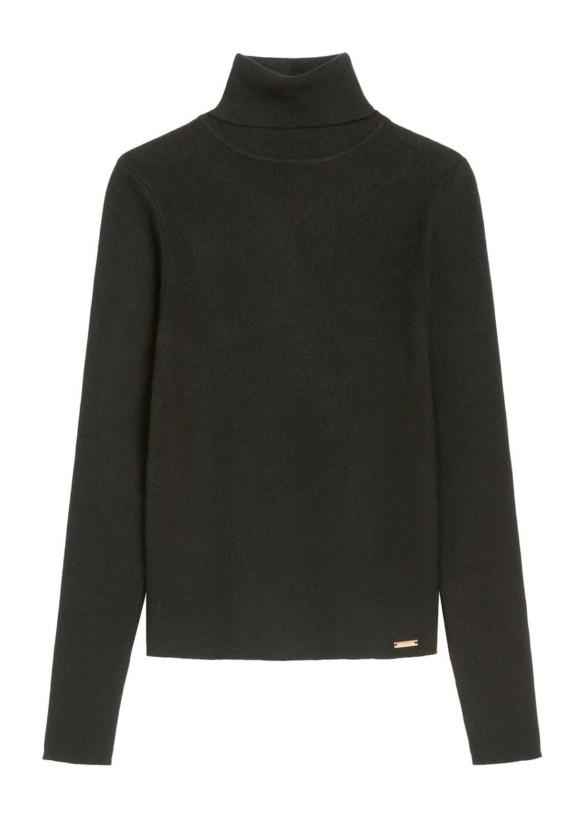 Black women's turtleneck sweater SWEDT-0245-99(Z25)