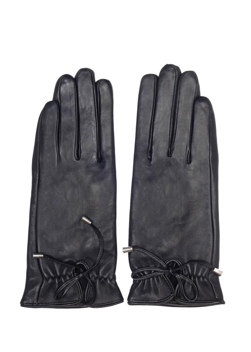 Women's leather gloves with binding REKDS-0021-99(Z24)