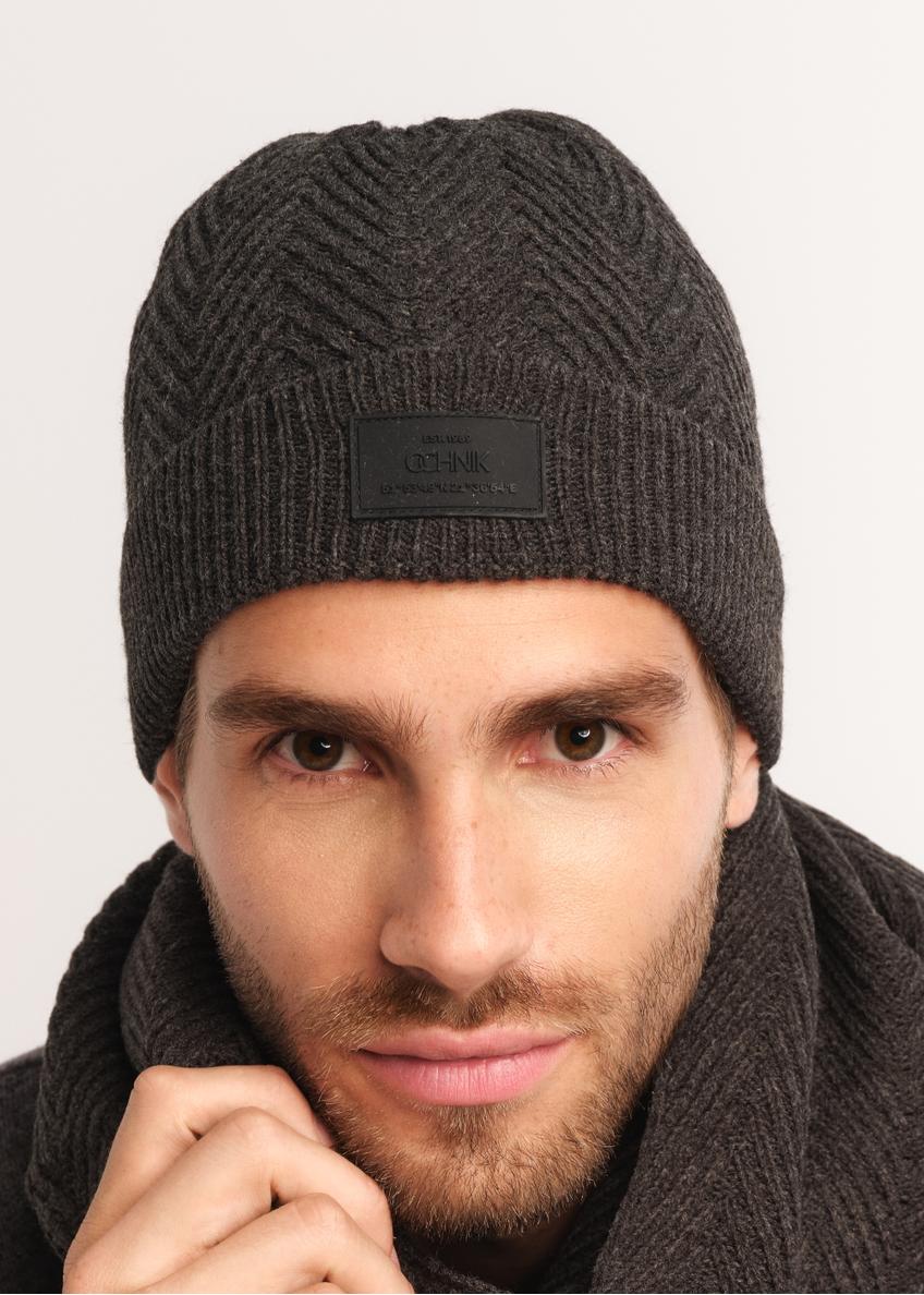 Men's grey herringbone cap CZAMT-0057-95(Z24)-01