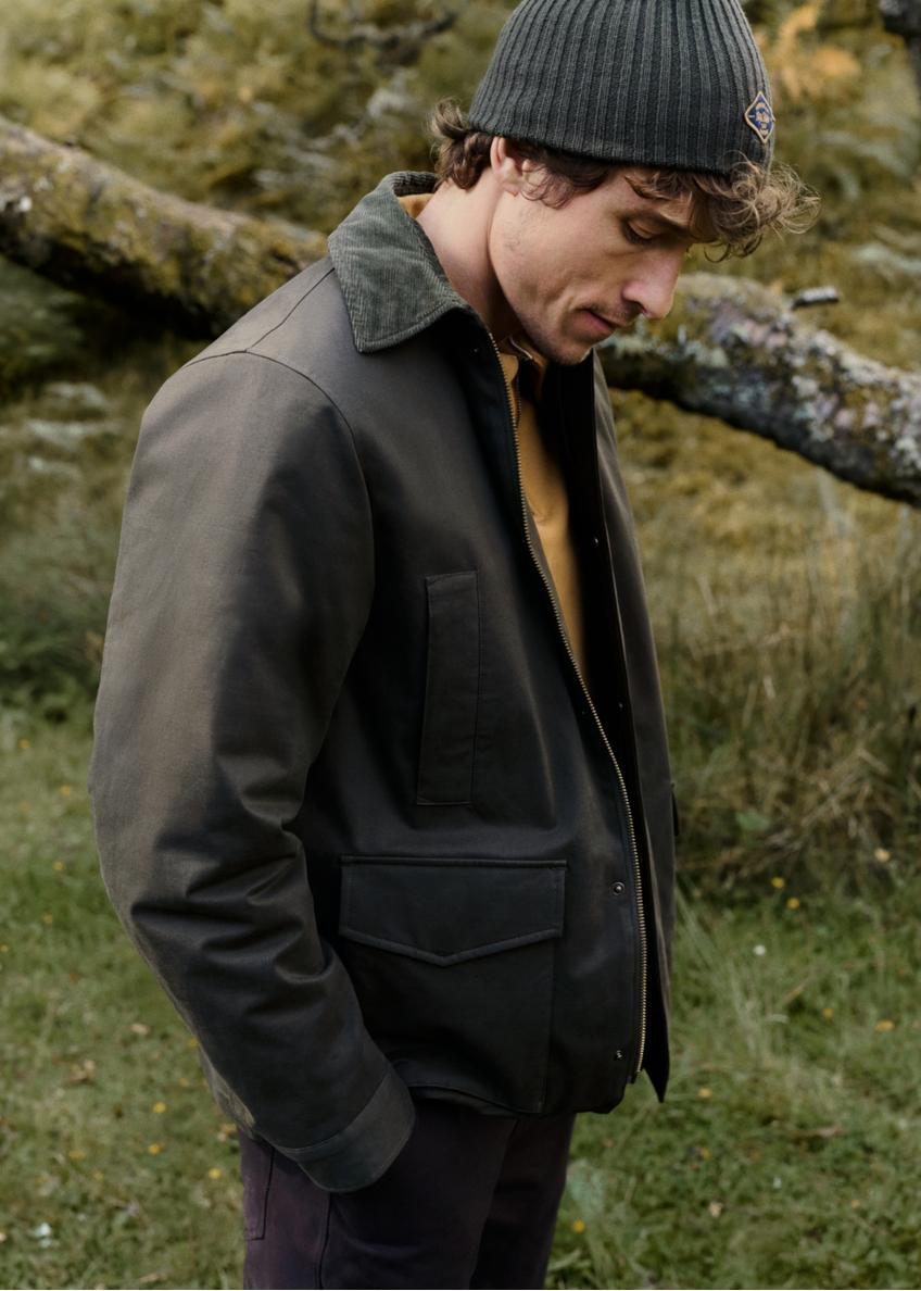 Men's green transitional jacket KURMT-0440-8B(Z26)