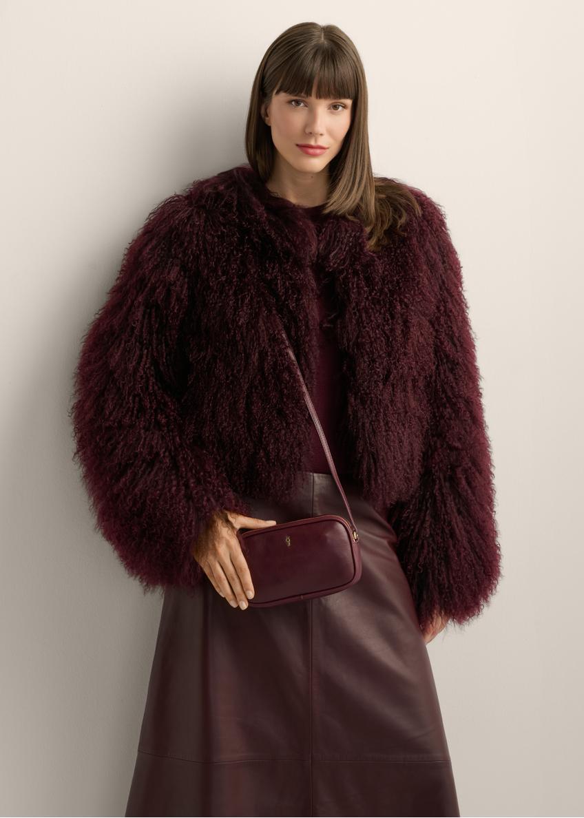 Small women's leather handbag in burgundy color TORES-1152-4D(Z26)