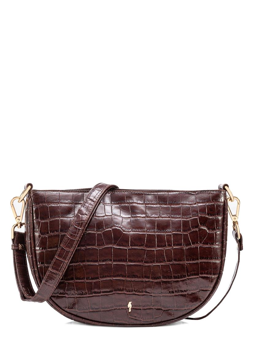 Brown leather medium croco women's handbag TORES-1022F-1H(W26)