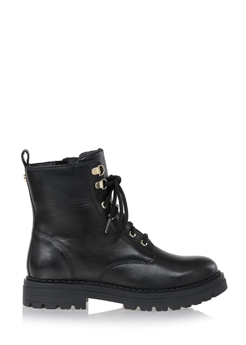 Black lace-up leather boots BUTYD-1015-99(Z23)-06