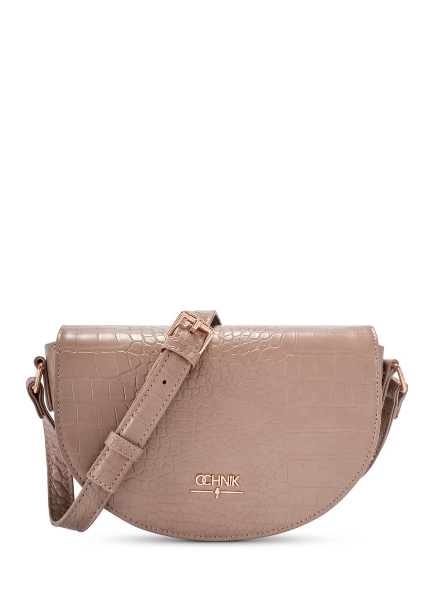 Beige semi-circular women's messenger bag TOREC-1184-1D(W26)