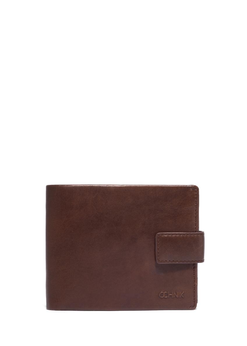 Dark brown leather men's wallet PORMS-0733-1I(Z26), front product view on white background.