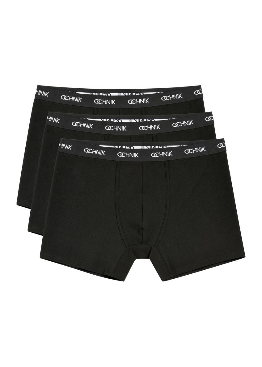 Three-pack of black men's boxer shorts ZESMB-0001A-99(KS), front product view on white background.