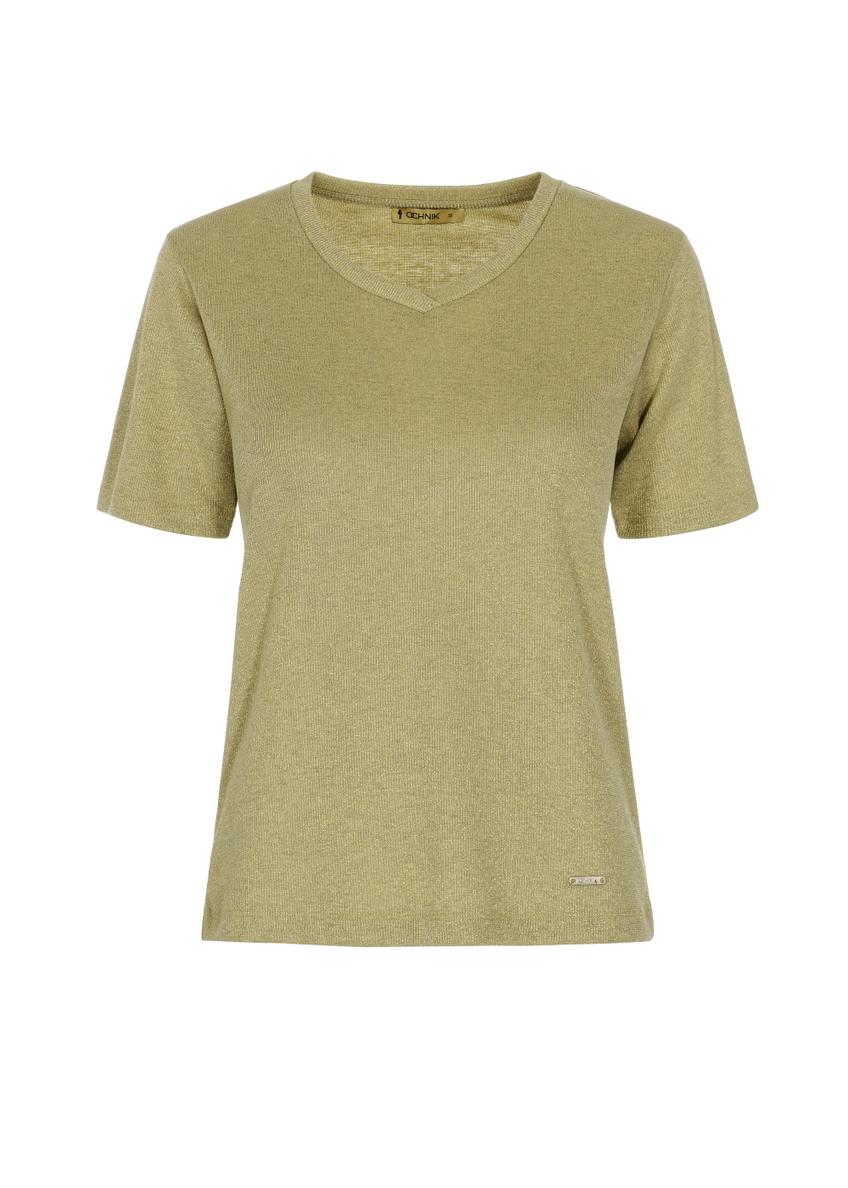 Women's V neck blouse BLUDT-0149-55(W22)-02