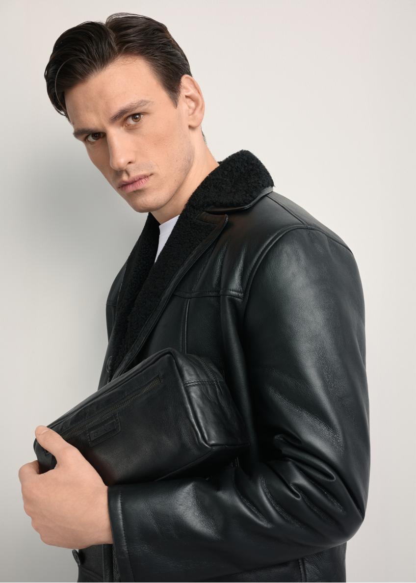 Black leather men's cosmetic bag TORMS-0422A-99(Z25)