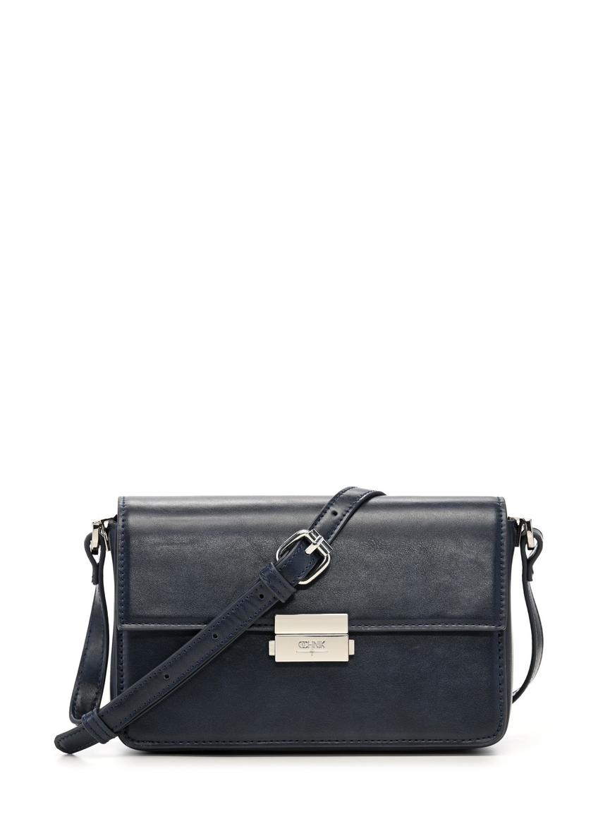 Elegant navy blue women's handbag TOREC-1251-7E(Z26) - front product view, on a white background.