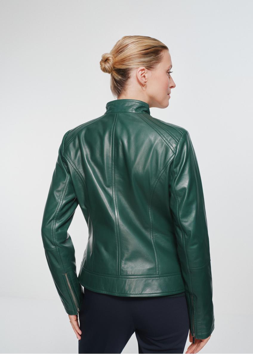 Green women's leather jacket KURDS-0492-2778(Z24)