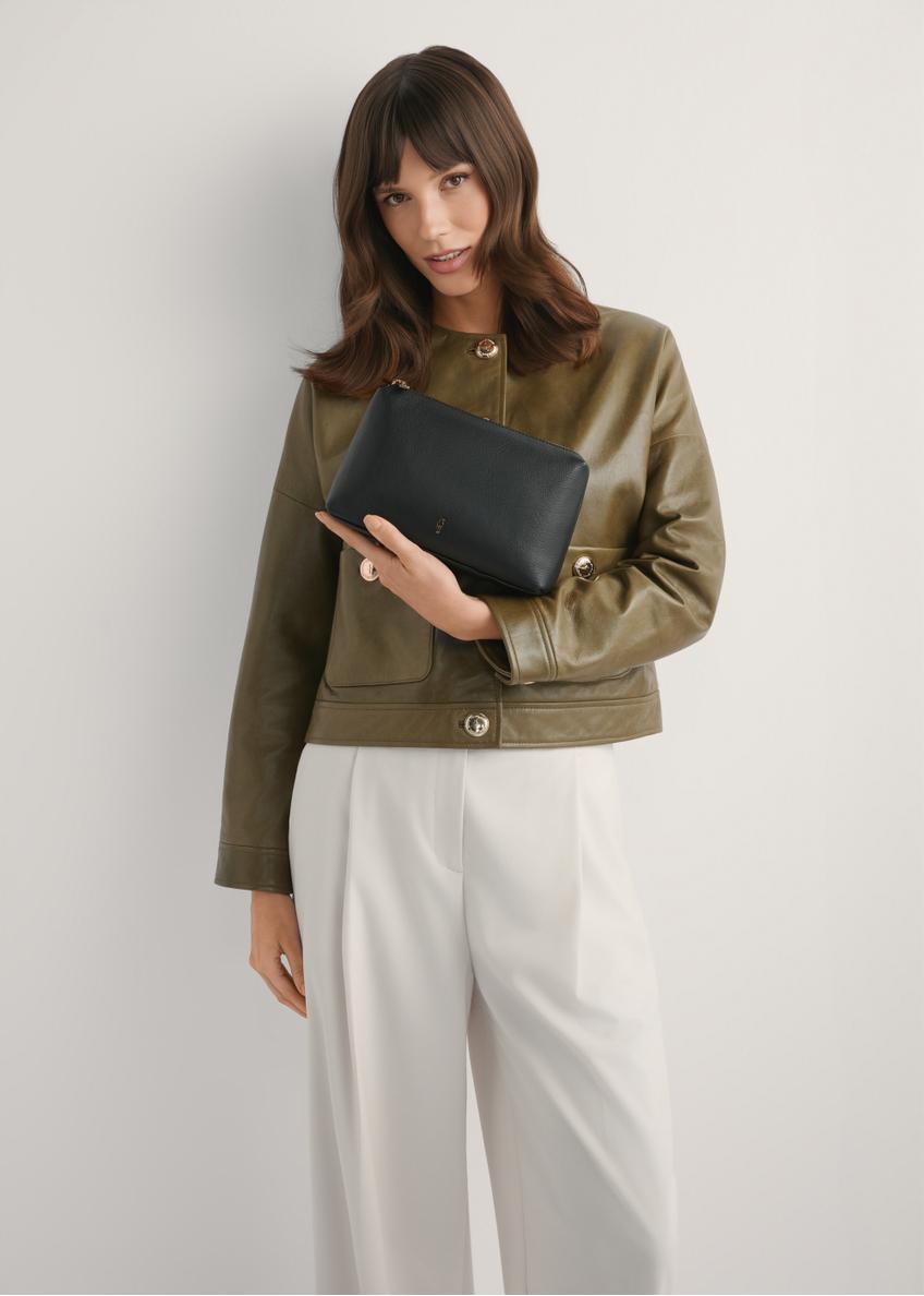 Black leather women's cosmetic bag TORES-1229-99(W26)