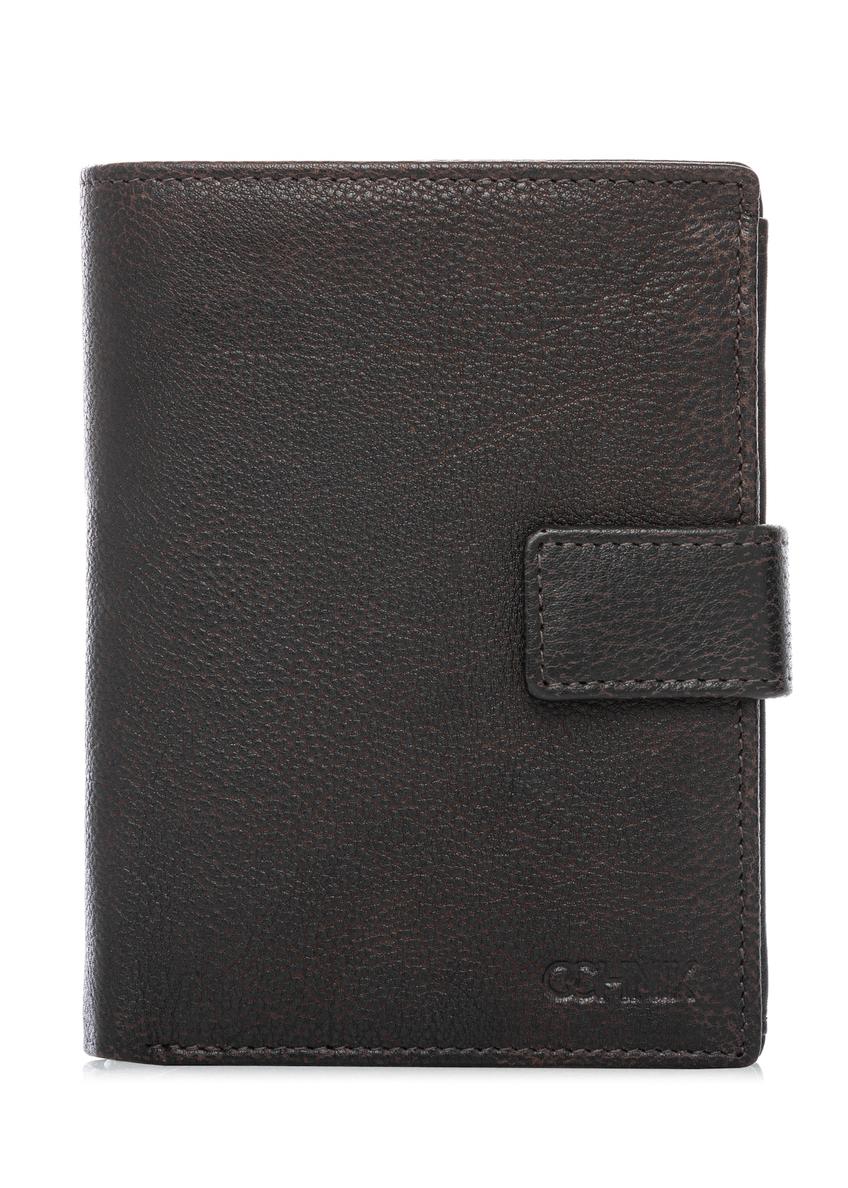 Men's brown leather wallet PORMS-0686-1I(W26), front product view on white background.