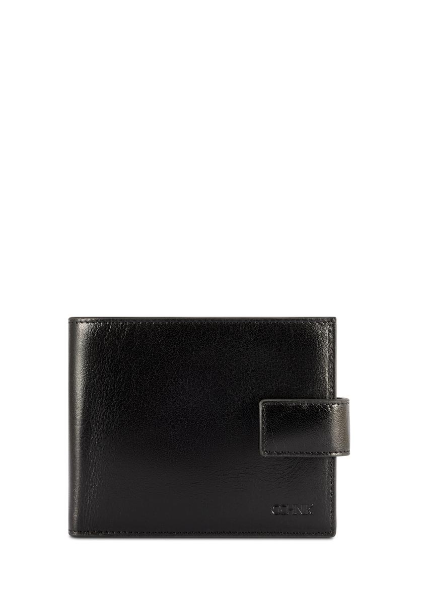 Black men's leather wallet PORMS-0676-99(W26), front product view on white background.