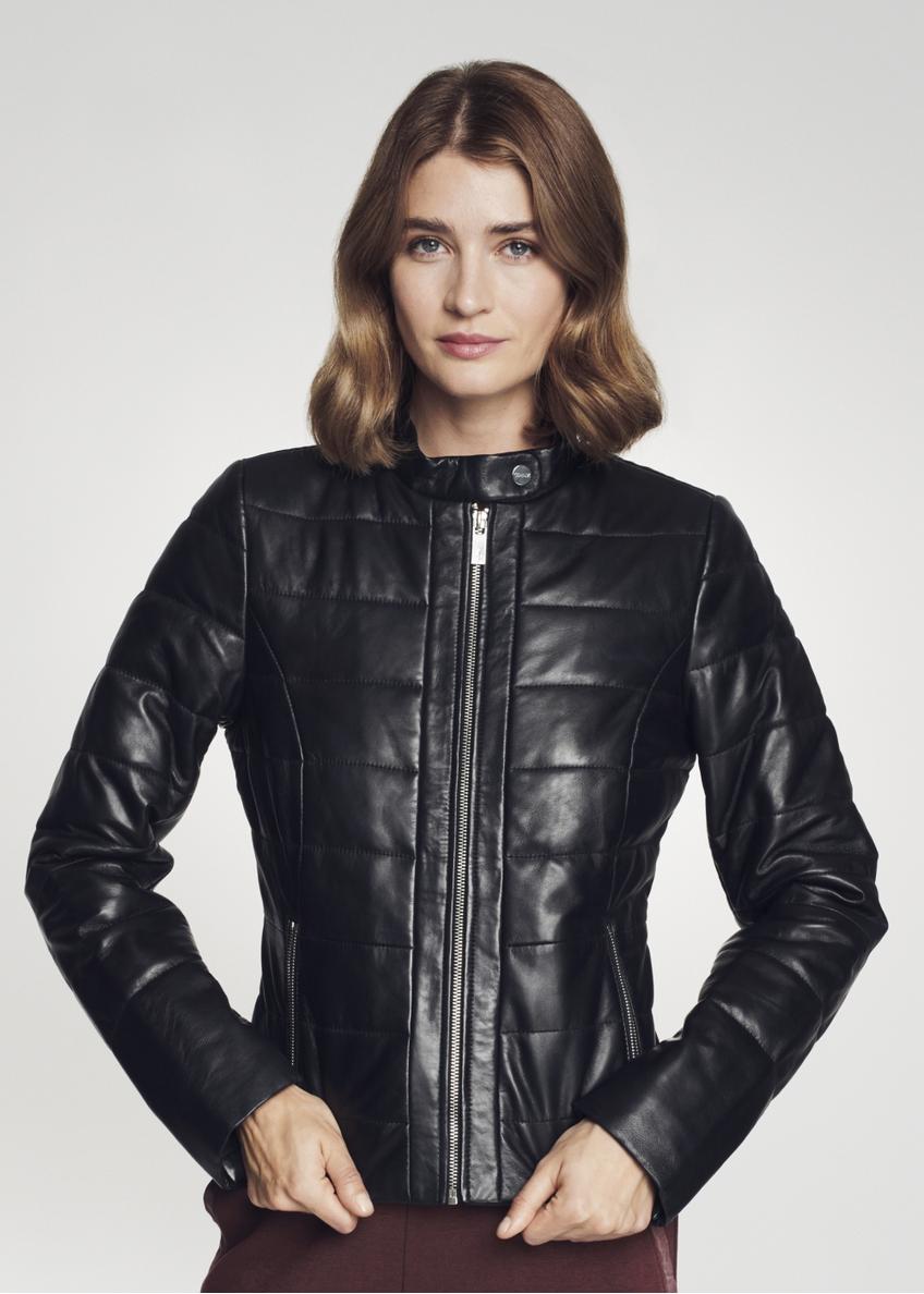 Women's leather jacket in black color KURDS-0311-5339(Z21)-01