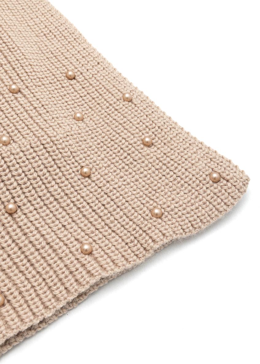 Beige women's scarf with wool SZADT-0211-24(Z25)