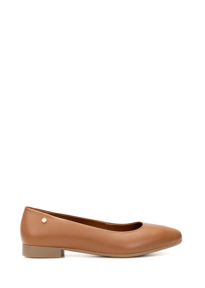Women's leather ballet flats in cognac color BUTYD-1049B-1F(W26)