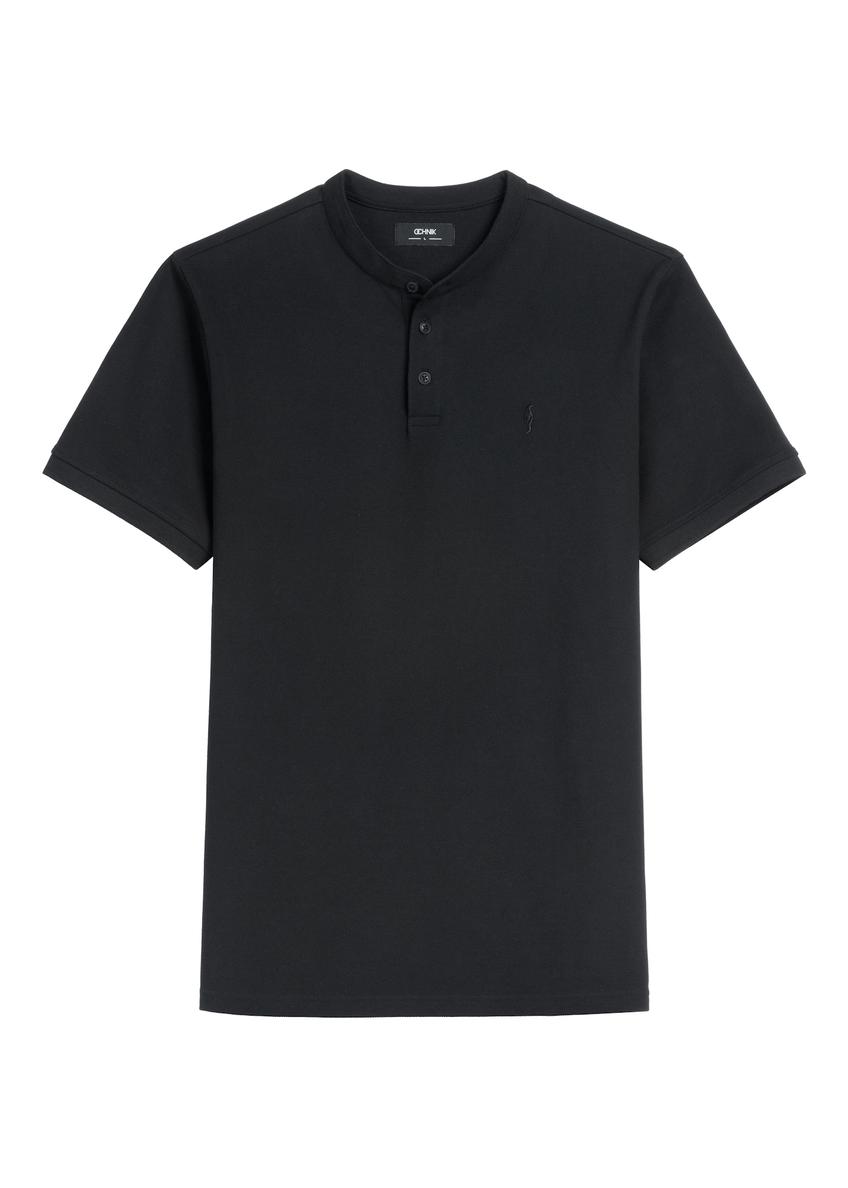 Men's black polo shirt POLMT-0095-99(W26)