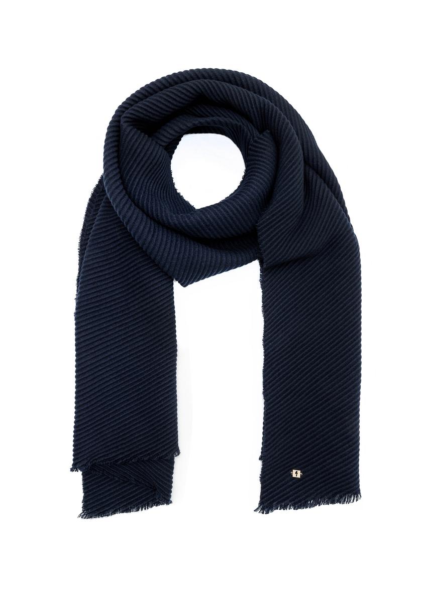 Light navy blue women's scarf SZADT-0179A-69(Z25), product view from the front on a white background.