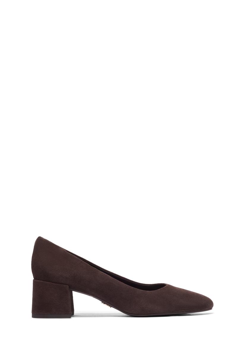 Women's suede pumps in dark brown BUTYD-1306-1I(Z26)