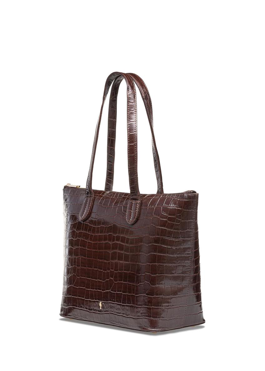 Women's brown leather shopper bag TORES-0939D-89(W25)