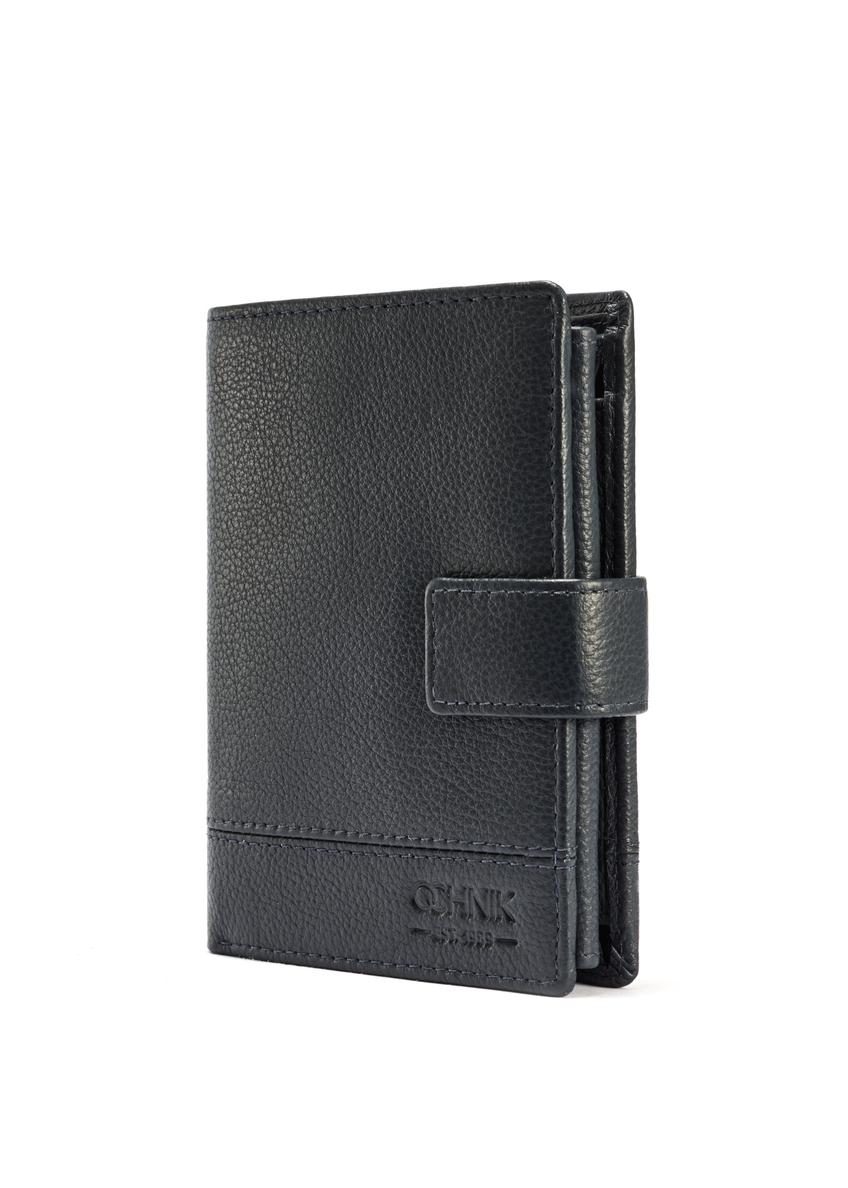 Navy blue leather men's wallet PORMS-0010B-69(W25)
